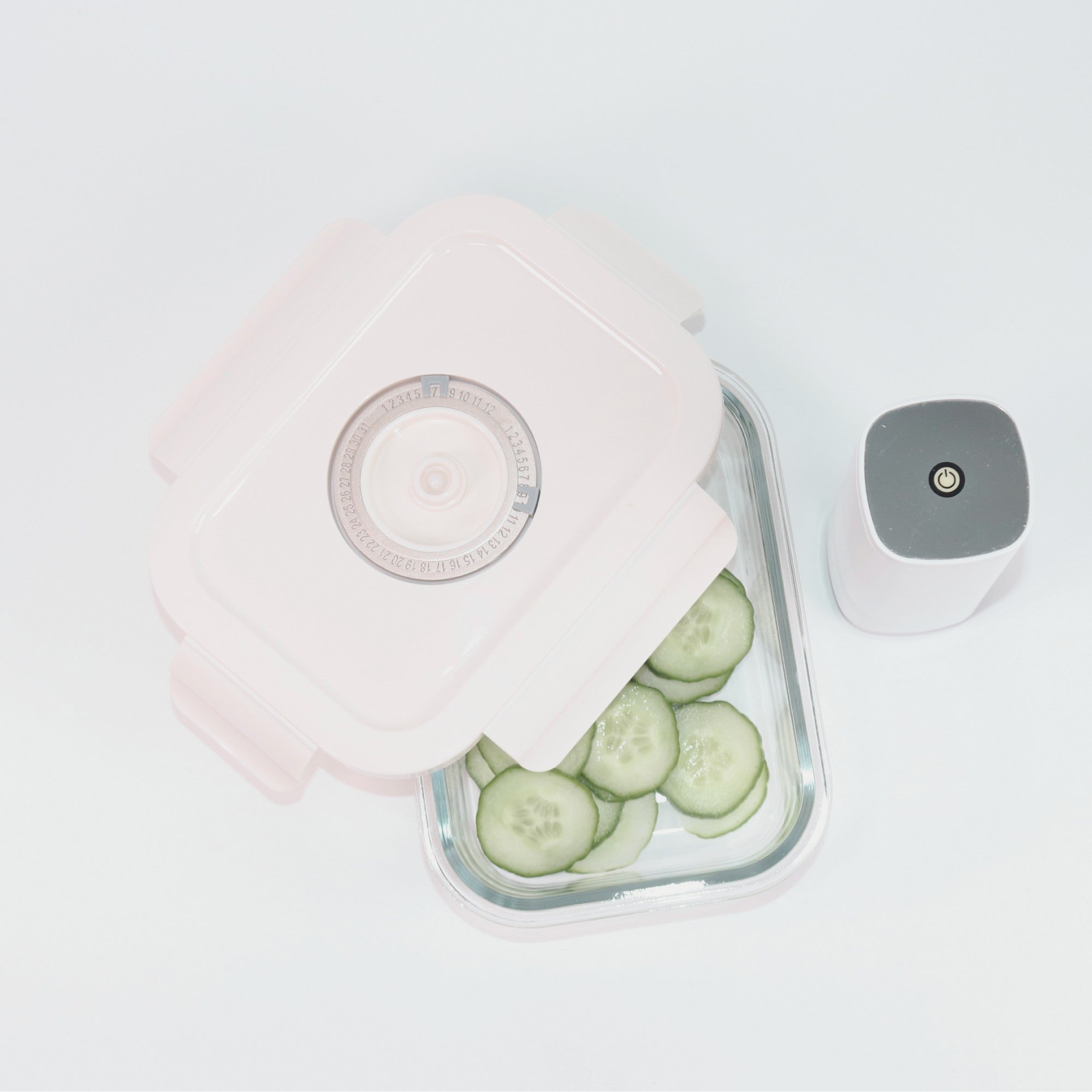 Produktbild liten rektangulära vakuum matlåda 630ml lunchlåda för mealprepp med automatisk pump från FoodEcoBox